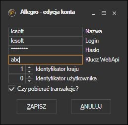 ALLEGRO - konfiguracja konta
