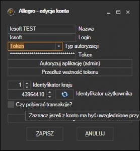 ALLEGRO - konfgiuracji konta z pomocą autoryzacji aplikacji