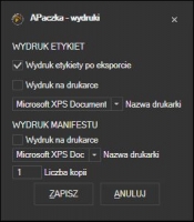 aPaczka - konfiguracja wydruku listów