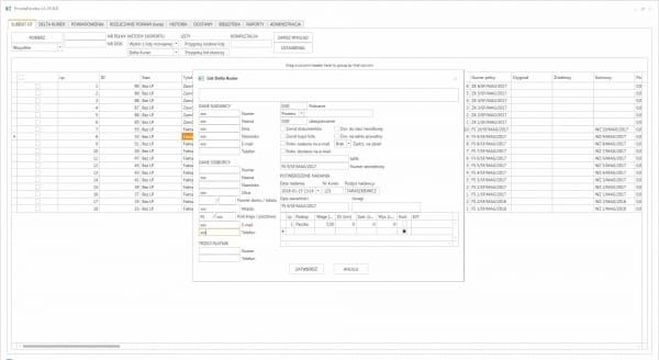 Delta Kurier - okno eksportu dokumentu z Subiekt GT do listu przewozowego