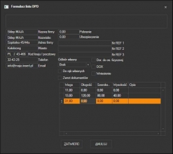 DPD - formularz edycji listu przygotowanego z Subiekta GT