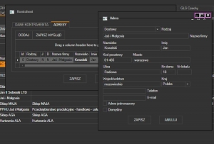 Kontrahent - edycja adresu