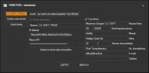 Paketo24 - edycja danych konta dostępowego