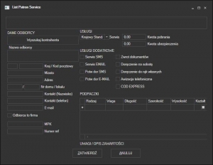 Patron Service - moduł dla kuriera - list przewozowy