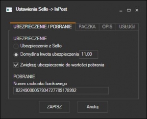 Sello - ustawienia ubezpieczenia przesyłek InPost