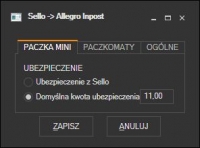 Sello - ustawienia Allegro InPost MiniPaczka