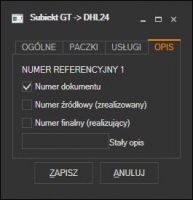 Subiekt GT - konfiguracja opisu listu DHL