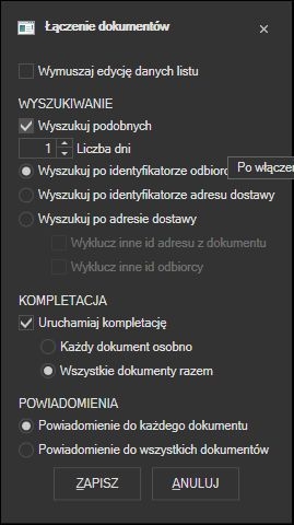 Subiekt GT - łączenie dokumentów - ustawienia