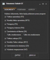 Subiekt GT - ustawienia importu dokumentów