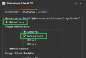 Moduł Subiekt GT - wybrana platność kartą