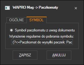 WAPRO Mag - ustawienie wyciągania symbolu paczkomatu z uwag