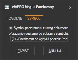 WAPRO Mag - ustawienie wyciągania symbolu paczkomatu z uwag