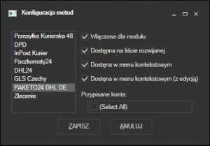 Subiekt GT - konfiguracja metody przygotowania listu Paketo24