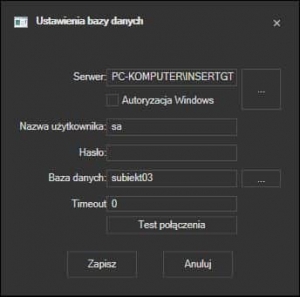 Subiekt GT - połączenie do bazy