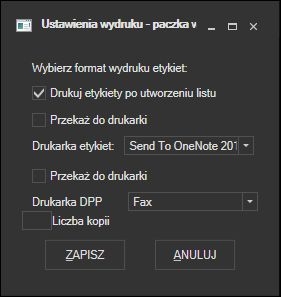 Paczka w RUCHu - konfiguracja wydruku listu
