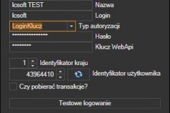 Allegro - okno konfiguracji konta z wykorzystaniem klucza WebAPI