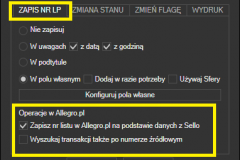 Subiekt GT - opcja zapisu numeru listu w Allegro.pl