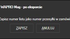 WAPRO Mag - zapisywanie numeru listu do zamówienia