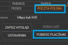Poczta Polska - przycisk pobrania placówek / punktów odbioru