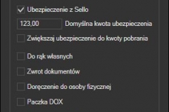 Sello - wybór domyślnych usług dla przesyłek DPD