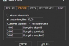 Sello - domyślne parametry paczki UPS