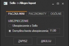 Sello - ustawienia Allegro InPost MiniPaczka