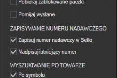 Sello - ustawienia pobierania paczek