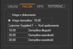 Subiekt GT - domyślne parametry paczki UPS