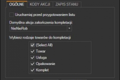 Subiekt GT - ustawienia kompletacji
