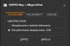 WAPRO Mag - ustawienia ubezpieczenia Allegro InPost MiniPaczka