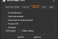 WAPRO Mag - domyślne usługi dodatkowe kuriera DPD