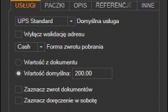 Sello - domyślne usługi dla listów UPS